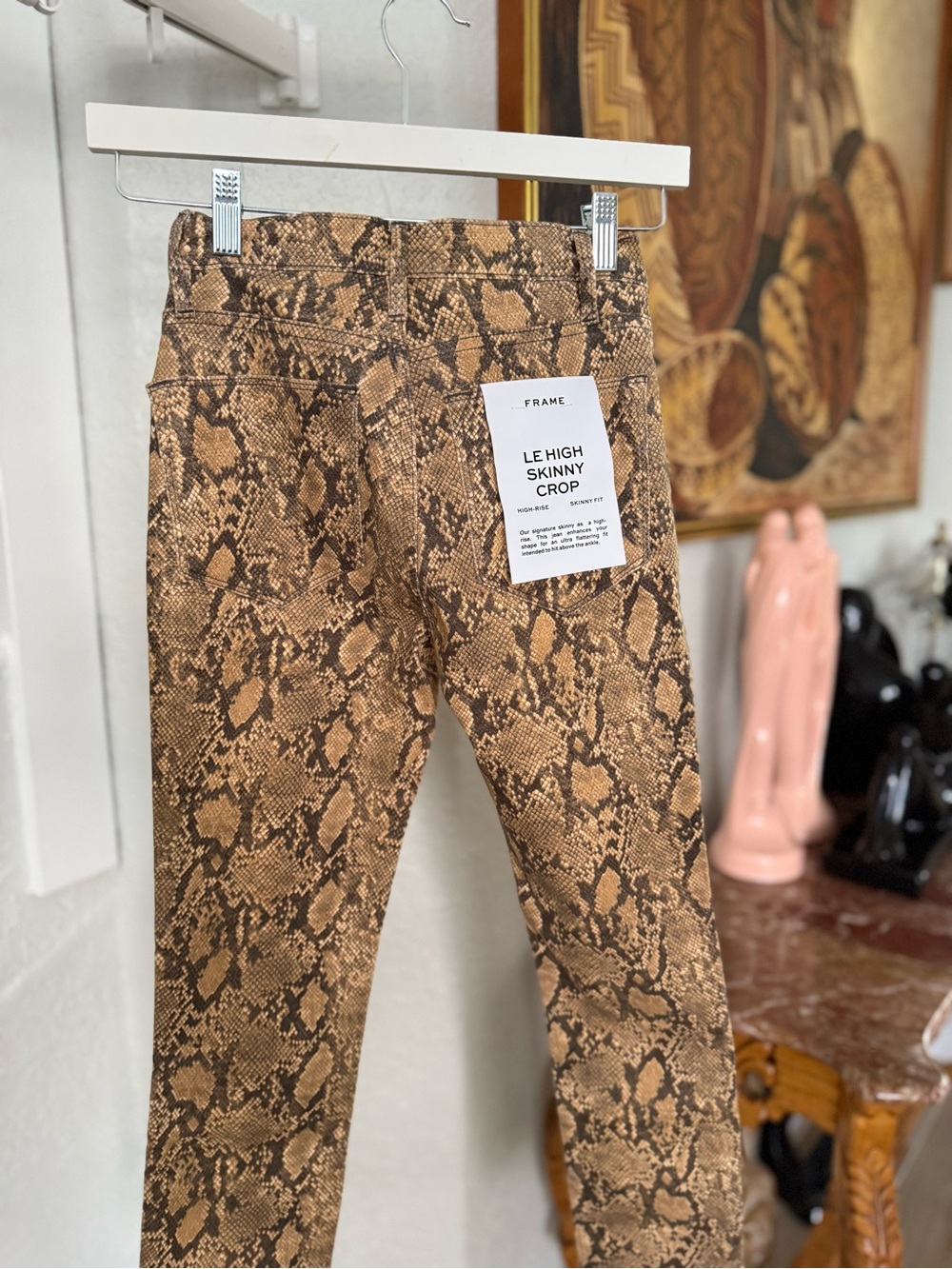 Frame Denim Men’s Snake-Print Chinos in Brown/Tan